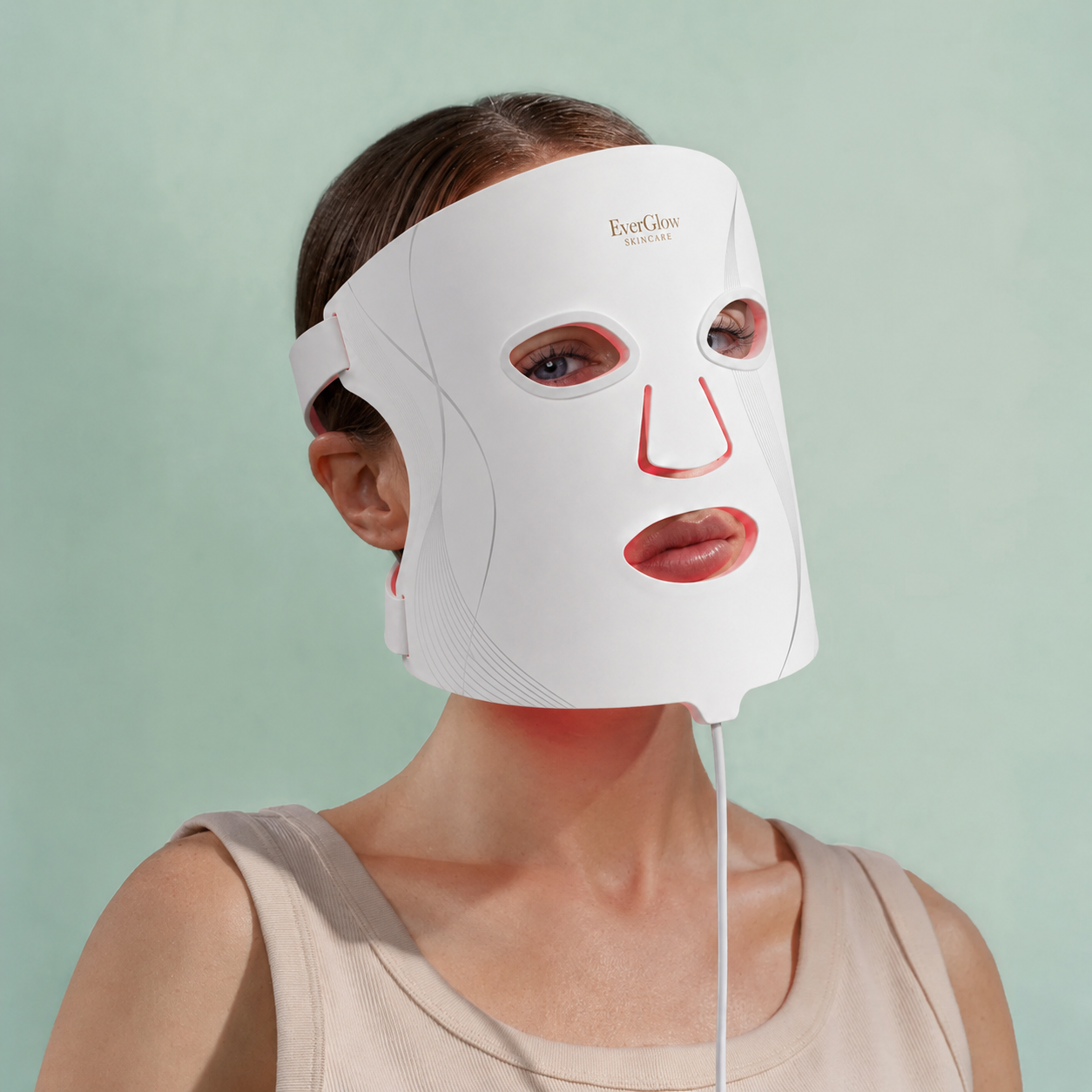 EverGlow LED therapy mask on model